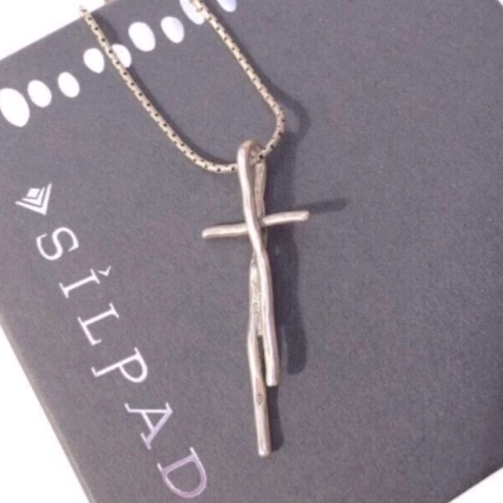 Silpada Vintage RARE Sterling Silver Twisted Cross Necklace - Picture 2 of 10